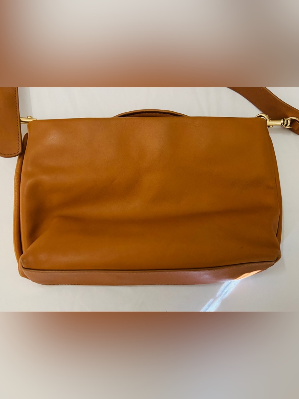 Skagen Cognac Leather Crossbody Bag/Purse with Top Handle & Strap Beautiful - Picture 5 of 6